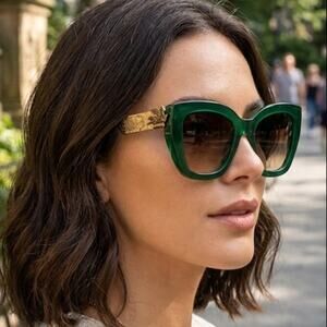 New! Etro ETRO0039/G/S 01EDHA Elegant Green Butterfly Sunglasses, Authentic